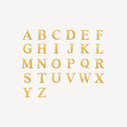 Alphabetty initial options: all 26 uppercase letters from A to Z in the pendant’s gold serif style.