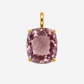 Cushion-cut ametrine charm in a pale lilac shade, held by four 18K gold claws beneath a polished gold bail.